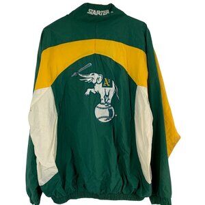 Vintage Starter Oakland As MLB  Jacket XL Lined Swinging A's Logo Relaxed